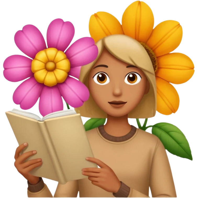 someone who's reading a panel to learn about a big tree/plant/flower emoji