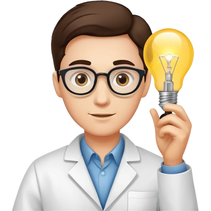 scientist holding a light bulb emoji
