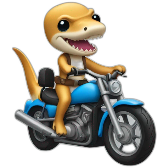 Hammerhead shark riding a motorcycle emoji