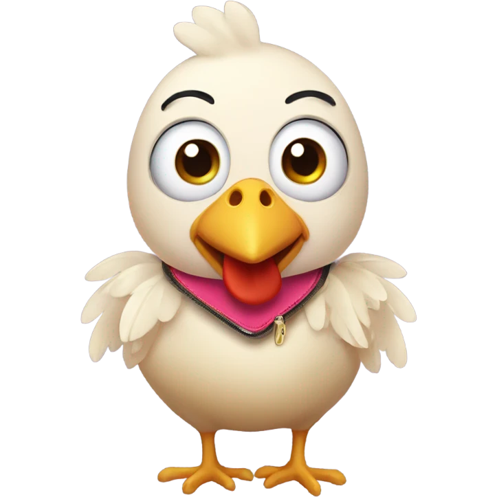 Chicken with beautiful eyelashes and a little purse emoji