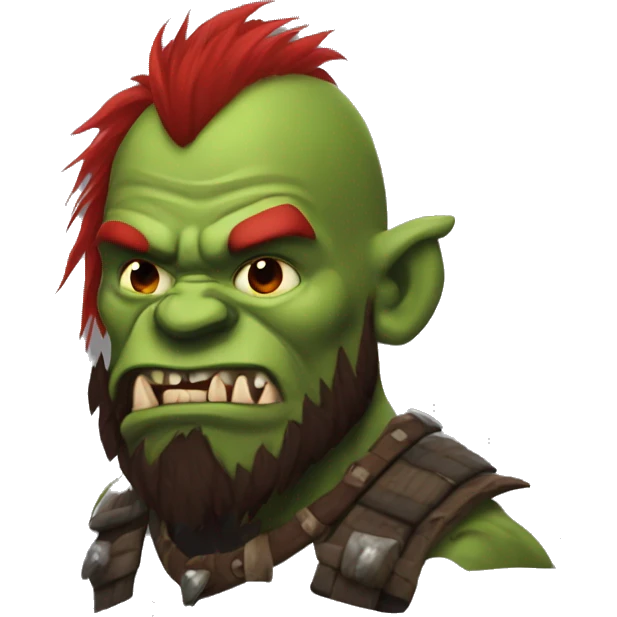 Berserker orc with red beard & red mohican emoji