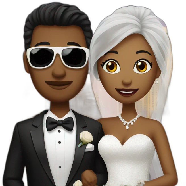 bride and groom in Vegas emoji