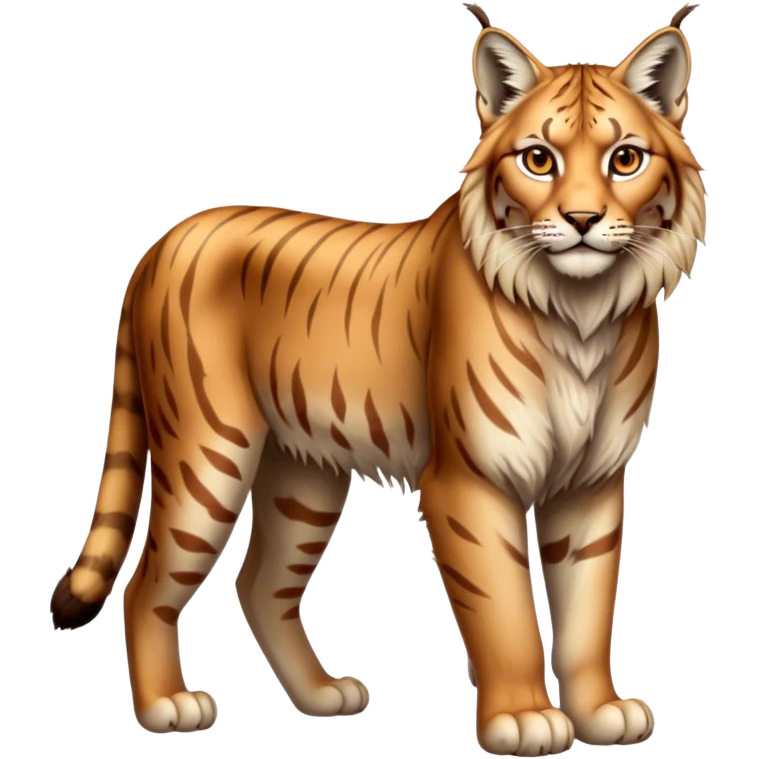 Lynx, full body in the style of the apple tiger and lion, realistic emoji