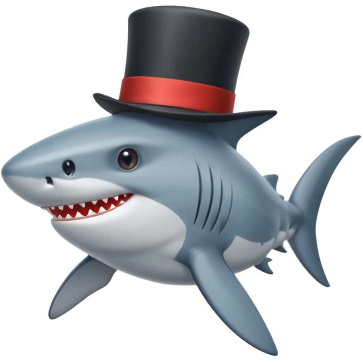 Shark with a top hat emoji
