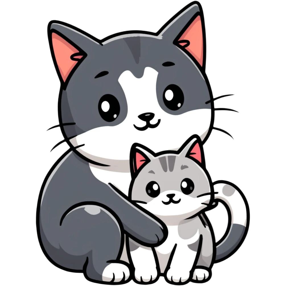 Cat hugging a dog emoji