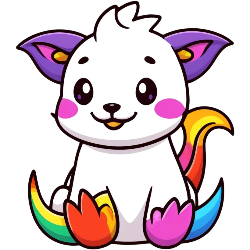 Adorable dragon puppy breathing tiny rainbow flames emoji