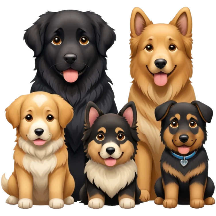Landseer Newfoundland, golden retriever and German shepherd  emoji