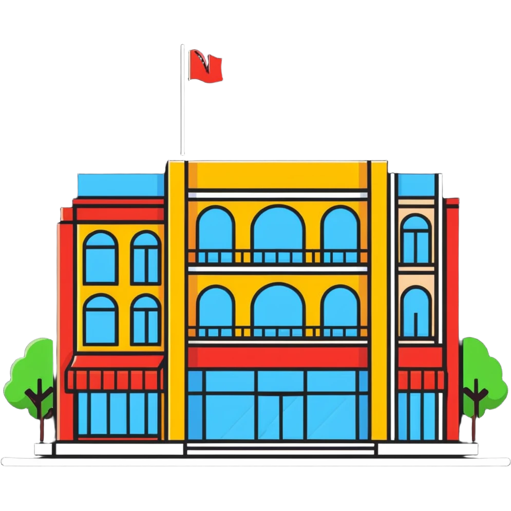 big department store with many shoppers emoji