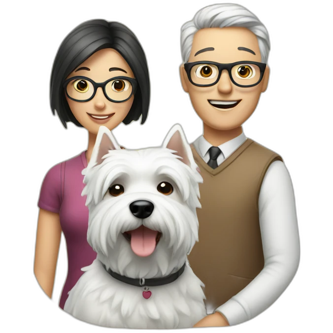 Man with glasses anda woman with a westie dog girl emoji
