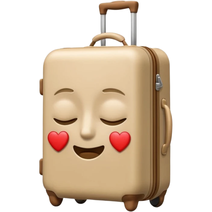 an Apple emoji style travel suitcase with a tired expression and half-closed eyes emoji