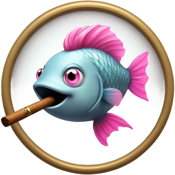 Cute fish with pink hair and a cigar emoji
