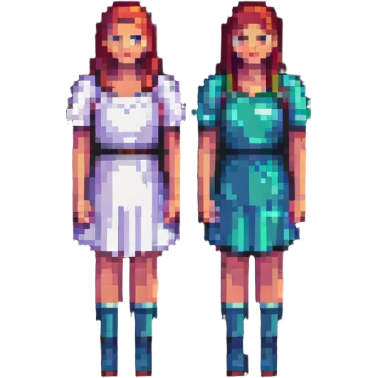 two women standing together, 8-bit style emoji