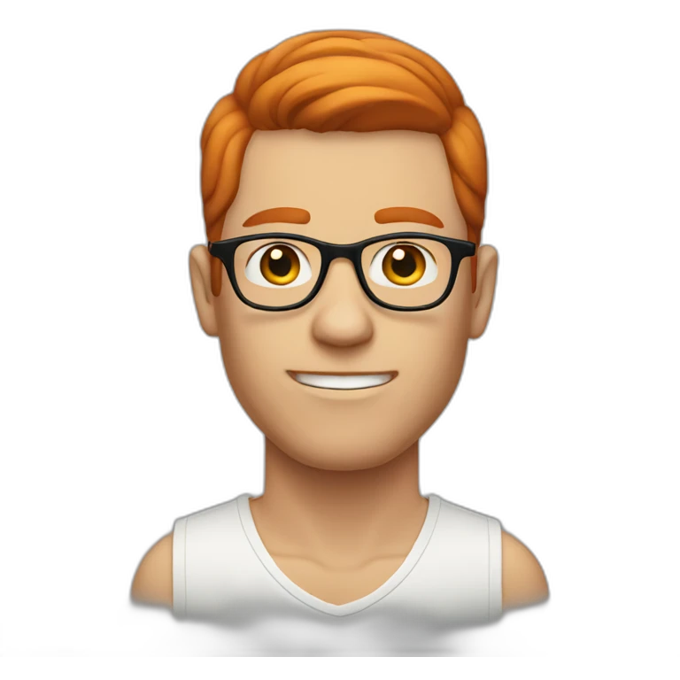 shaved redhead man with long hair and glasses emoji