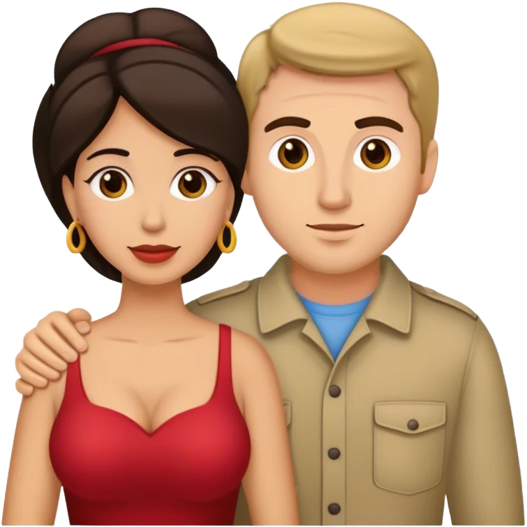 Hispanic wife and French Caucasian American man emoji