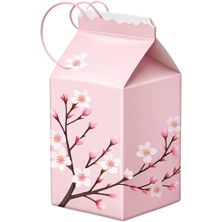 Cute Pastel pink and white Cherry Blossom Sakura Milk Carton emoji