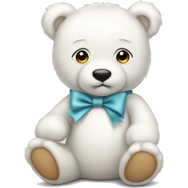 Cute white teddy bear with bow  emoji