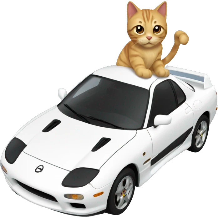 A cat driving a mazda rx7  emoji