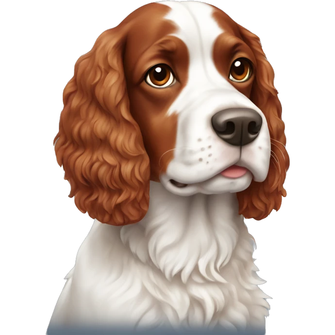 Red and white french britanny spaniel dog emoji