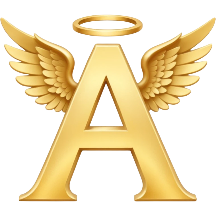 Letter A between two winds of angel emoji