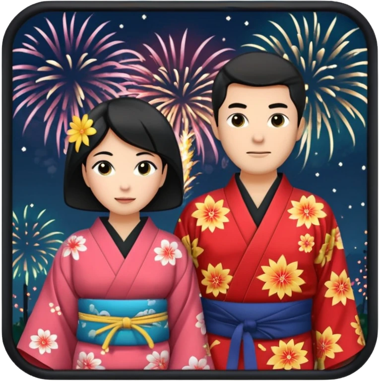 background: 🎆 & people : 👫🏻👘 emoji
