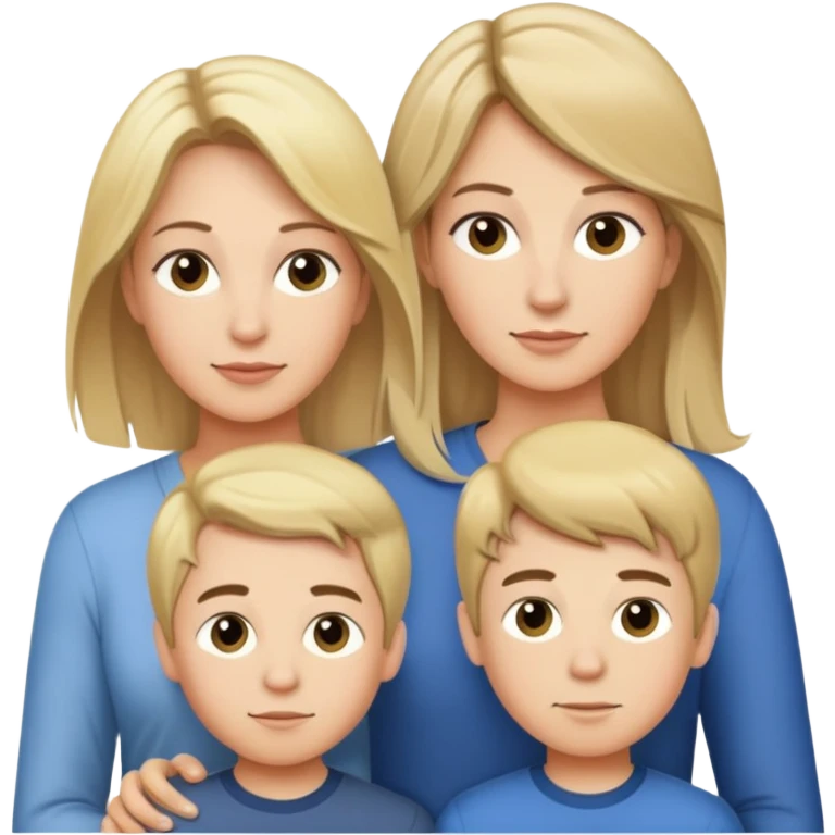 Young blondish hair Mom and her three brunette sons emoji