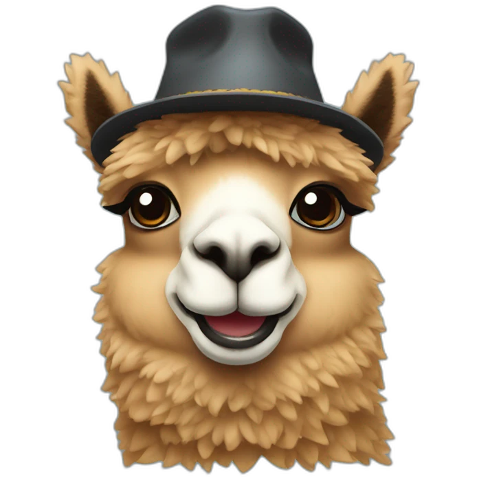 Alpaca with a funny hat emoji