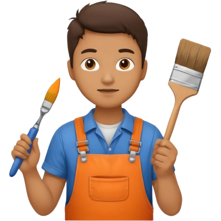 painter in orange overalls standing emoji