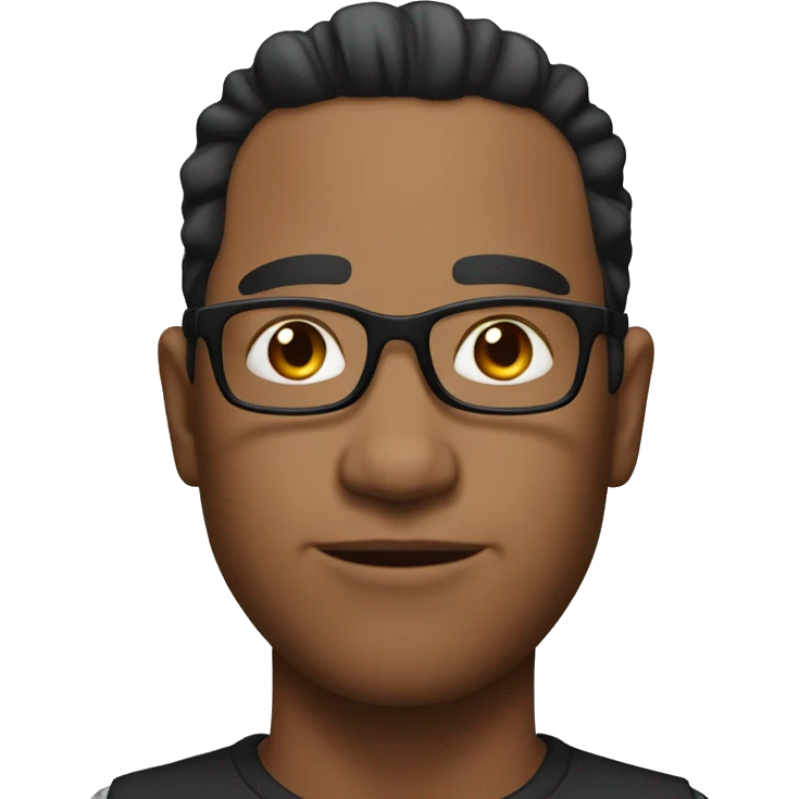 man with black taper fade hair, no FACIAL HAIR and glasses emoji