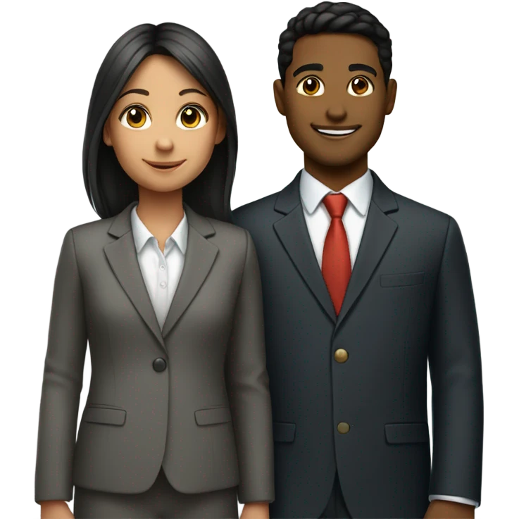 smiling girl with boy in suit emoji