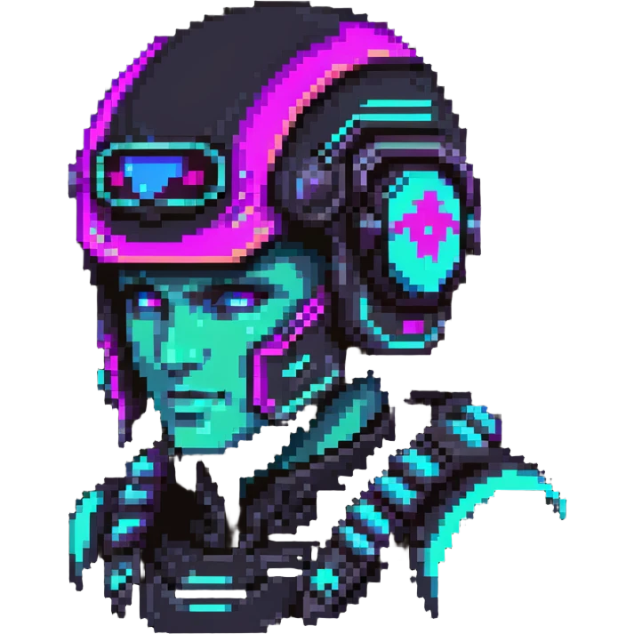 cyberpunk warrior with neon helmet emoji