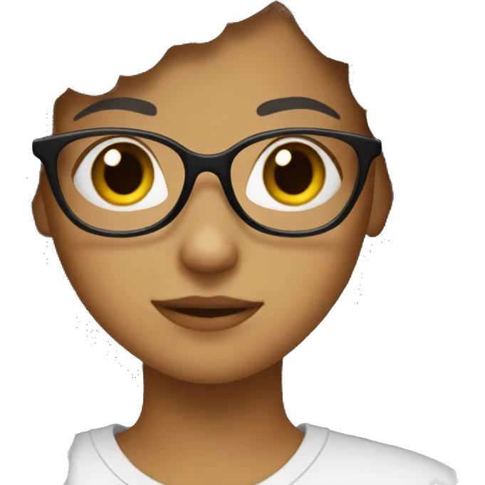 Girl with Brown eyes and hair with black glasses emoji