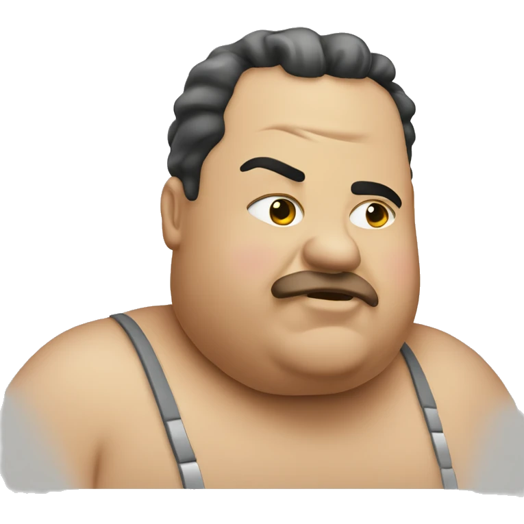 A fat man with a cool out emoji