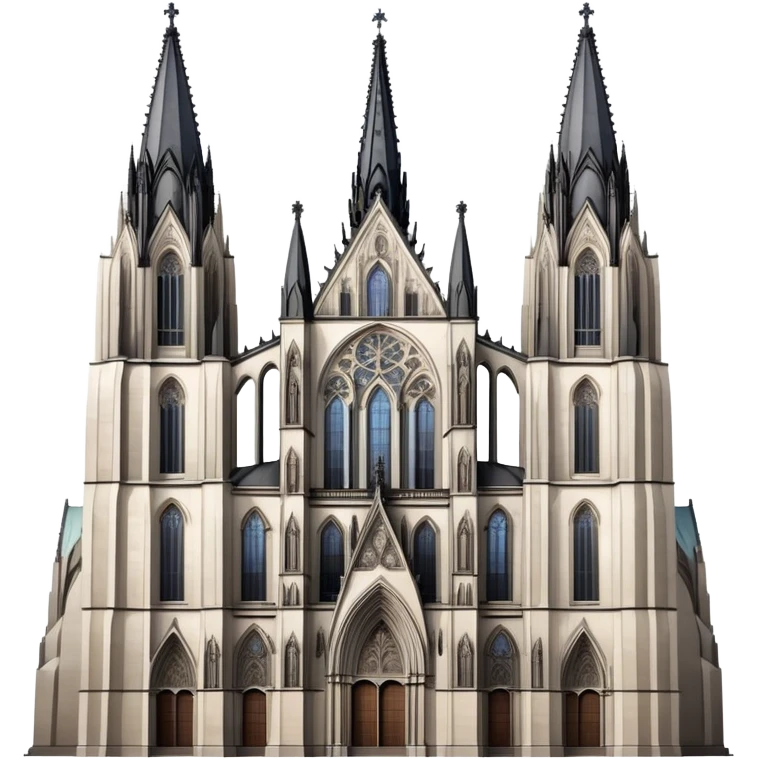 Cinematic Realistic Cologne Cathedral Landmark Emoji, showcasing Gothic architecture rendered with detailed stone textures and majestic, dynamic lighting. two tall towers on either side emoji