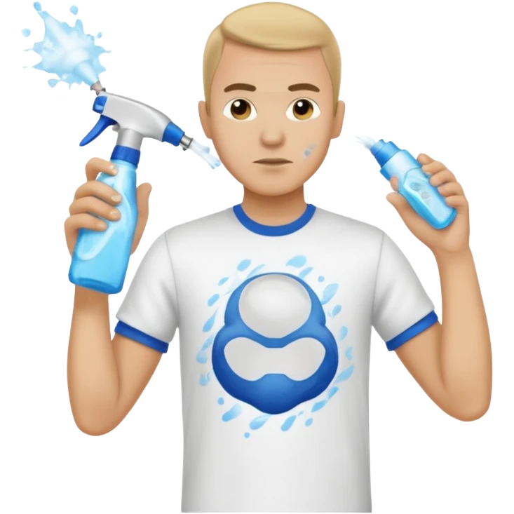 ligth man spraying with spray febreze emoji