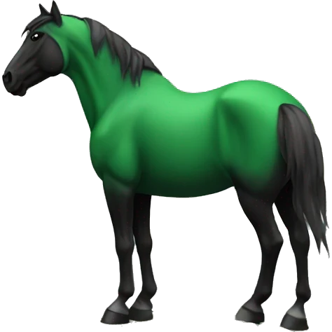 a green black horse on a mountain emoji