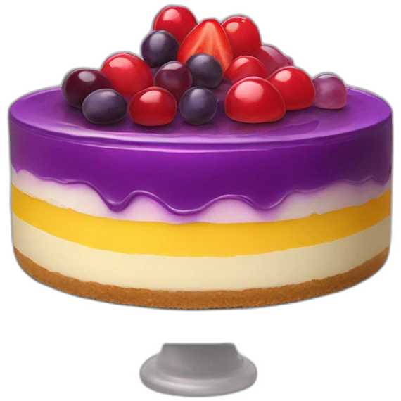 No bake cheesecake with 3 colored jams red purple and yellow art emoji