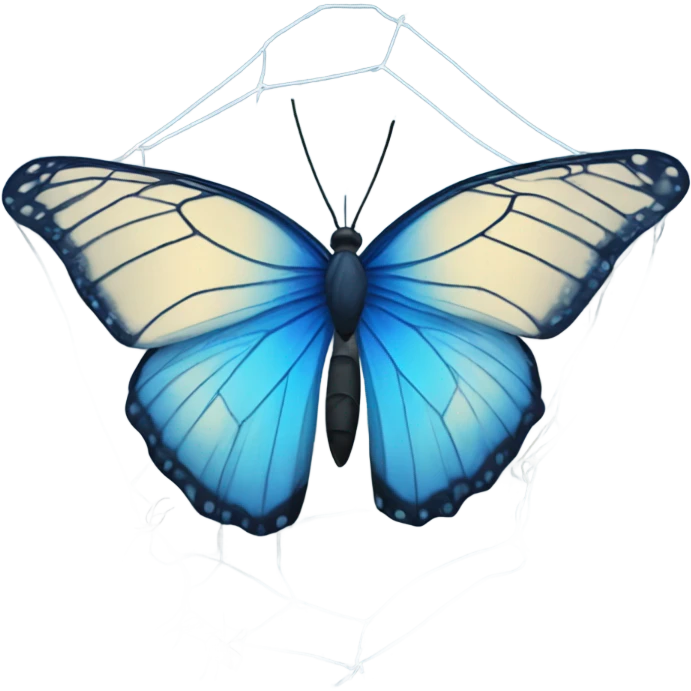Blue butterfly in spiders nest emoji