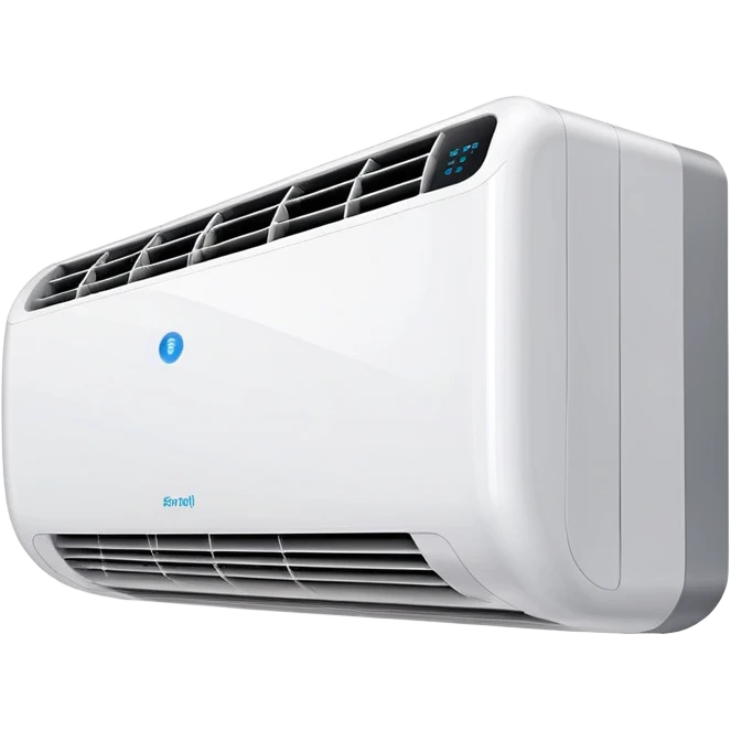 modern wall mounted air conditioner with cool air flowing emoji