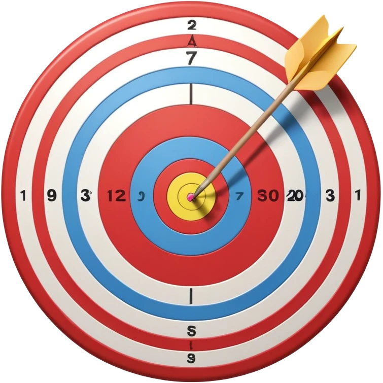 A bow and arrow aimed at a target, with the arrow perfectly positioned for release. The background features a target with concentric rings, emphasizing precision, skill, and focus in archery. The scene radiates concentration and the grace of the sport. emoji