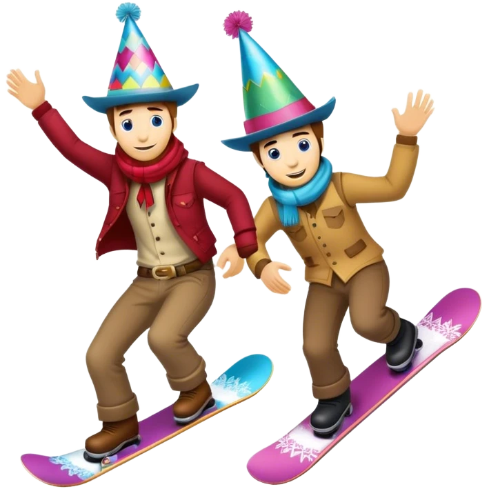 2 cowboys snowboard birthday party emoji