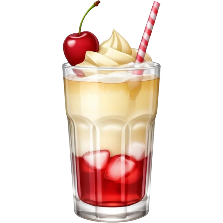 Japanese Cream soda clear glass with ice and vanila + cherry on top emoji