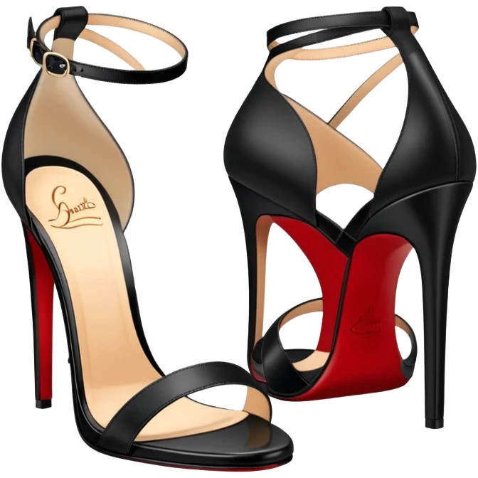 Louboutin 3 inch heels black sandals emoji