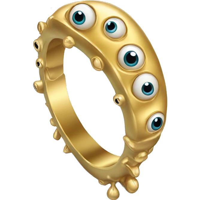 very thin gold ring studded with eyeballs emoji