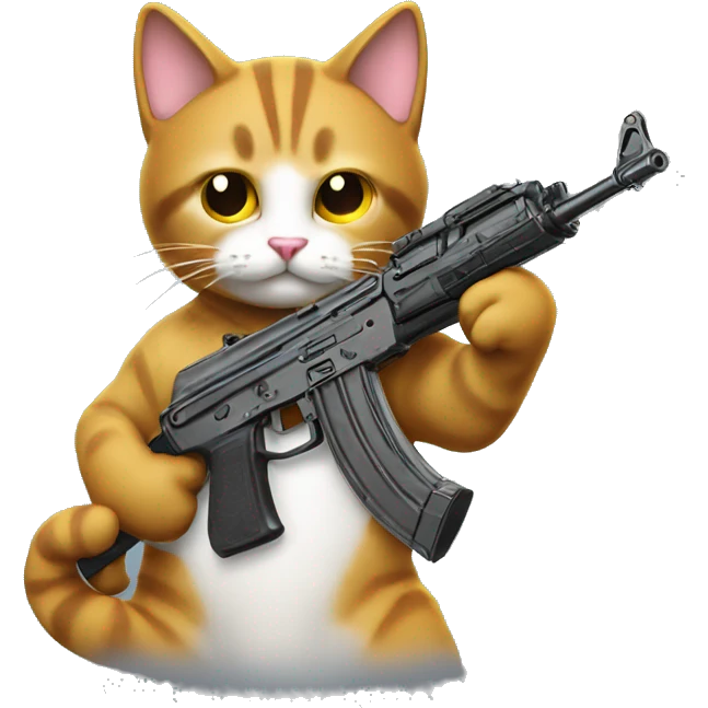 a cat holdung an AK-47 emoji