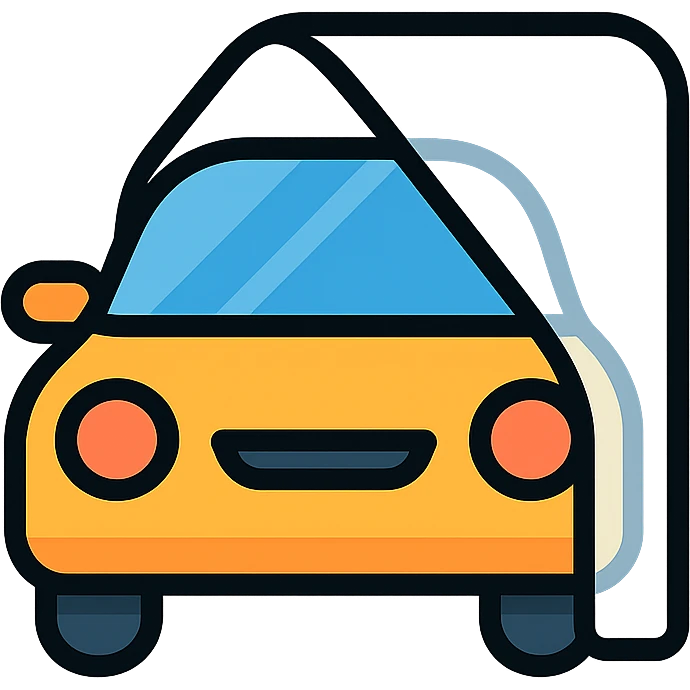 modern colorful icon of a car covered with a transparent protective film emoji