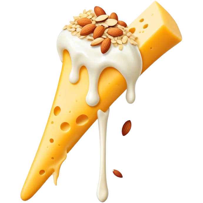 A glowing white bone surrounded by calcium-rich foods: shredded cheese, natural yogurt, sesame seeds and almonds beside a single bone emoji