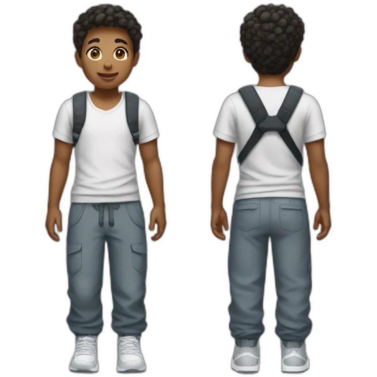 A boy with nike shoes and baggy pants emoji