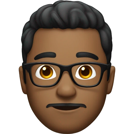 man with black taper fade hair, NO BEARD and glasses emoji