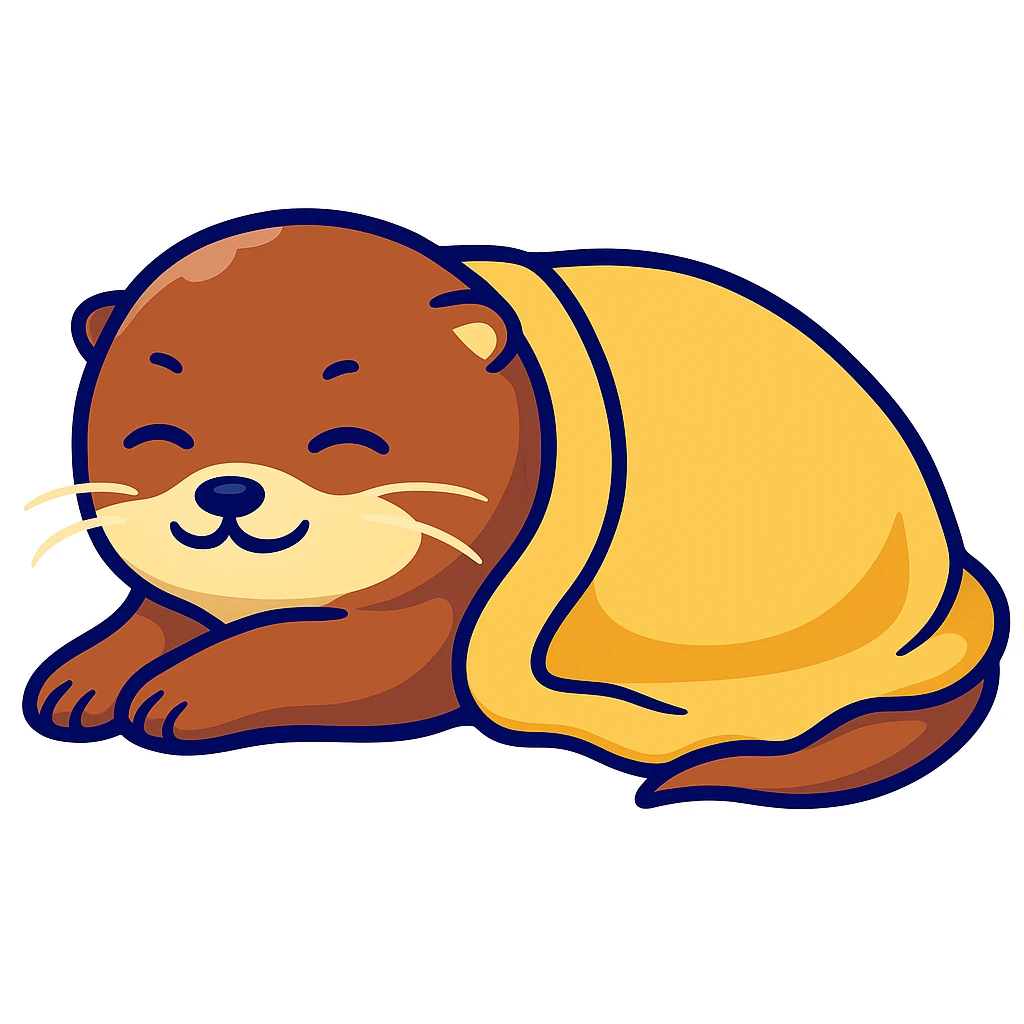 Make a cozy blanket over the sleeping otter, keep cartoon sticker style and colors emoji