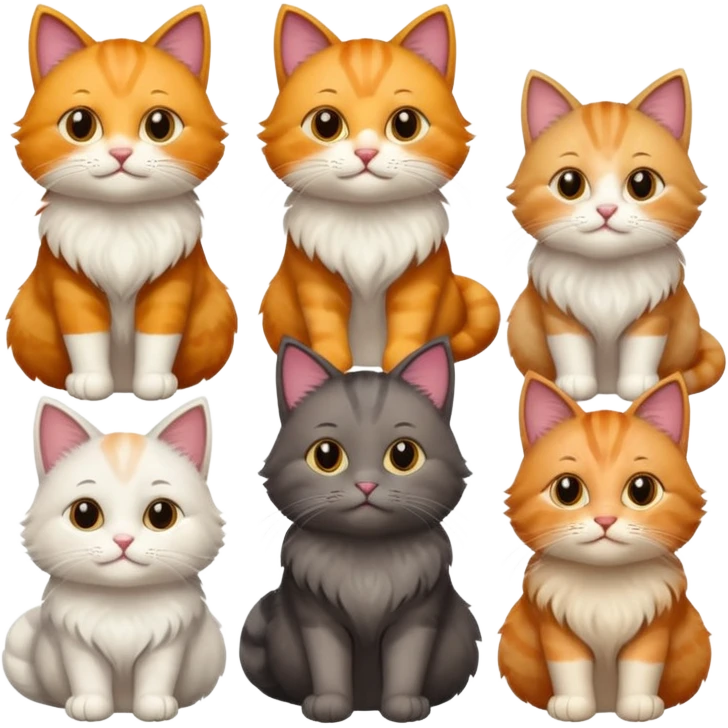 6 realistic looking cats with different natural coloured coats
 emoji